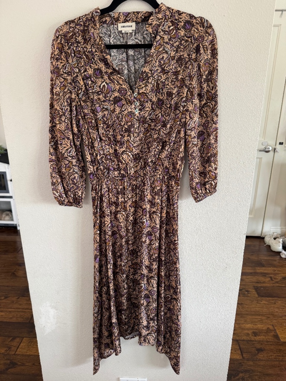 Zadig & Voltaire Brown Floral Midi Dress